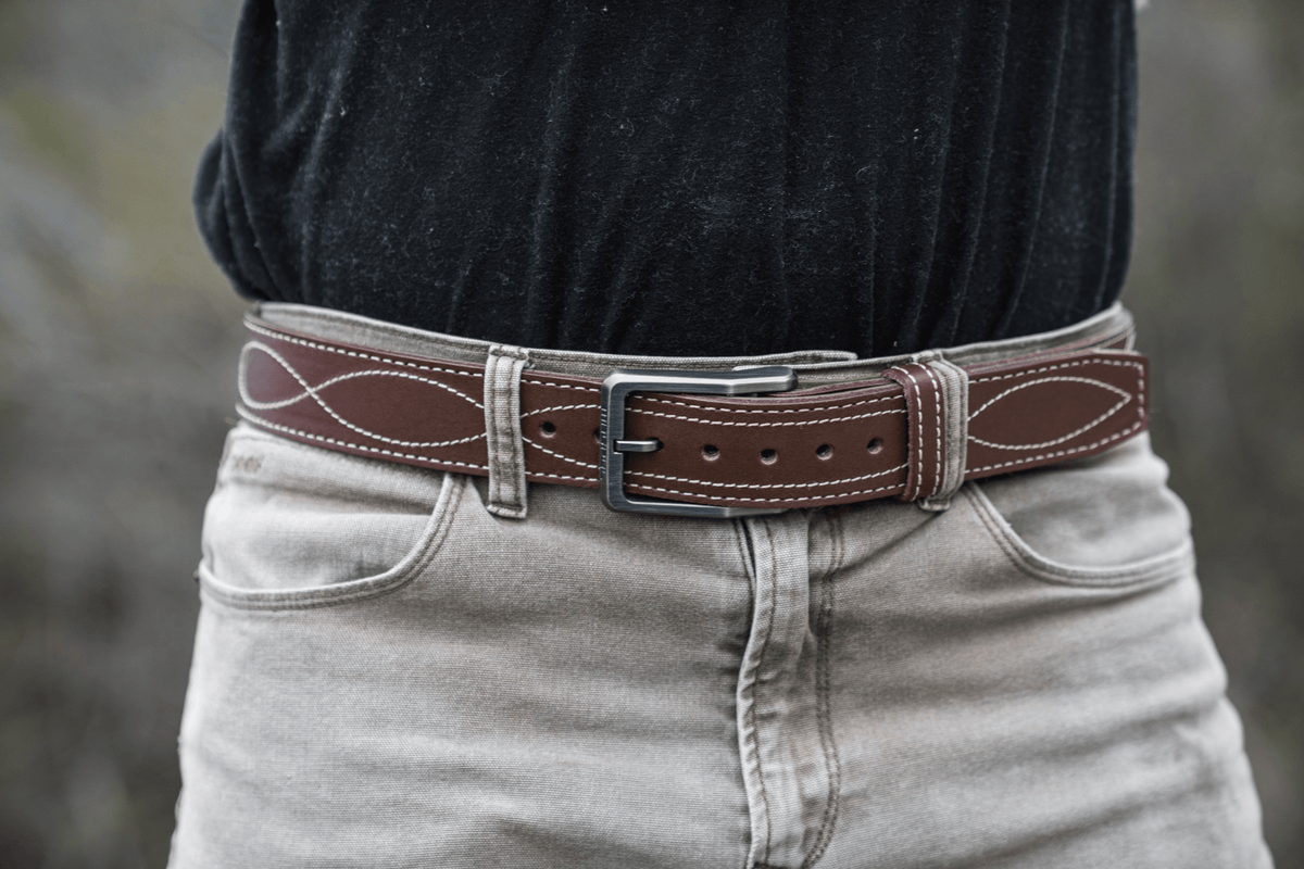 Magpul Industries Tejas EL Pistolero 46" Chocolate Brown Bull Hide 1.50" Buckle Belt — view 3