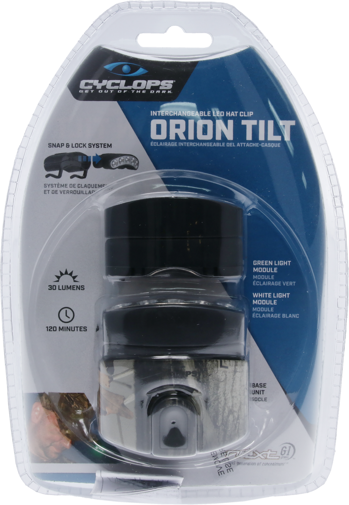 Cyclops Orion Tilt 30 Lumen Green/White LED Camo Clip-On Cap Light — view 3