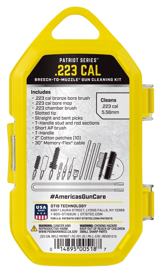 Otis Patriot .223 Rem/5.56 NATO 15-Piece Rifle Cleaning Kit - Yellow Plastic Box — view 3