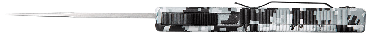 CobraTec Lightweight 3.25" OTF Drop Point D2 Steel Winter Digi Camo Aluminum Handle — view 3