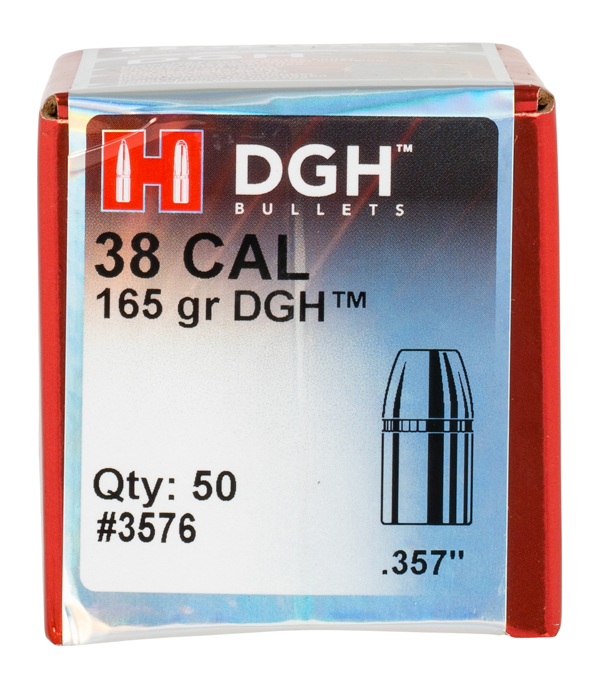 Hornady DGH 38 Cal .357 165gr Jacketed Handgun Reloading Bullets - 50/Box — view 3