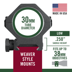 Weaver Mounts 48364 Four-Hole Skeleton Rings 30mm Low Matte Black Aluminum — view 3