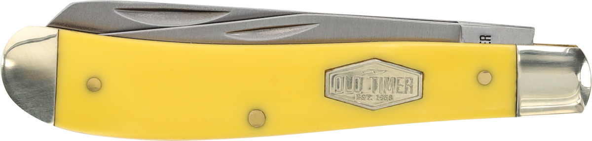 Old Timer Gunstock Trapper 3" 2-Blade Plain Stainless Steel Yellow Folding Knife — view 3