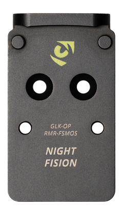 Night Fision GLK-OPBS-RMR-MOS-YGZX Optic Plate + Backup Sights Combo - 17-4 Stainless Steel Black Nitride - Yellow Tritium Front / Blacked Out Rear - Fits Glock Full Size MOS 17/19/47 - RMR / 507C Footprint — view 3