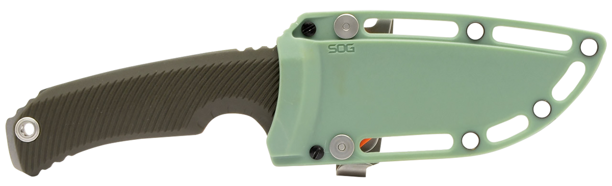 S.O.G Tellus FX 4.20" Fixed Clip Point Plain Edge Cryo 440C SS - Olive Drab GRN Handle — view 3