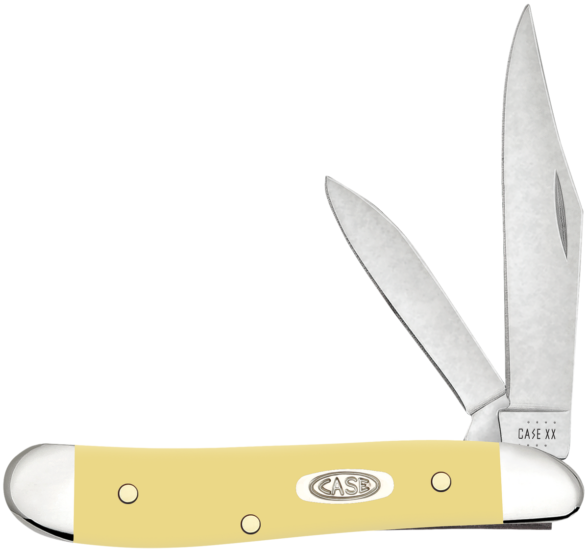 Case 00030 Peanut 2.10"/1.53" Clip/Pen Chrome Vanadium Yellow Synthetic Folding Knife — view 3