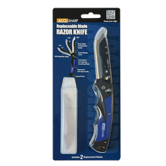 AccuSharp 743C Replaceable Blade Razor 3.50" Folding Plain Stainless Steel Blade - Royal Blue Aluminum Handle — view 3