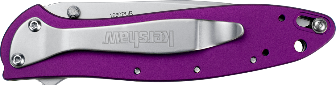 Kershaw Leek 3" Folding Drop Point 14C28N SS Knife - Purple Anodized Aluminum — view 3