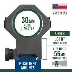Weaver Mounts 99695 Six-Hole Picatinny Rings 30mm Extra High - Matte Black Aluminum — view 3