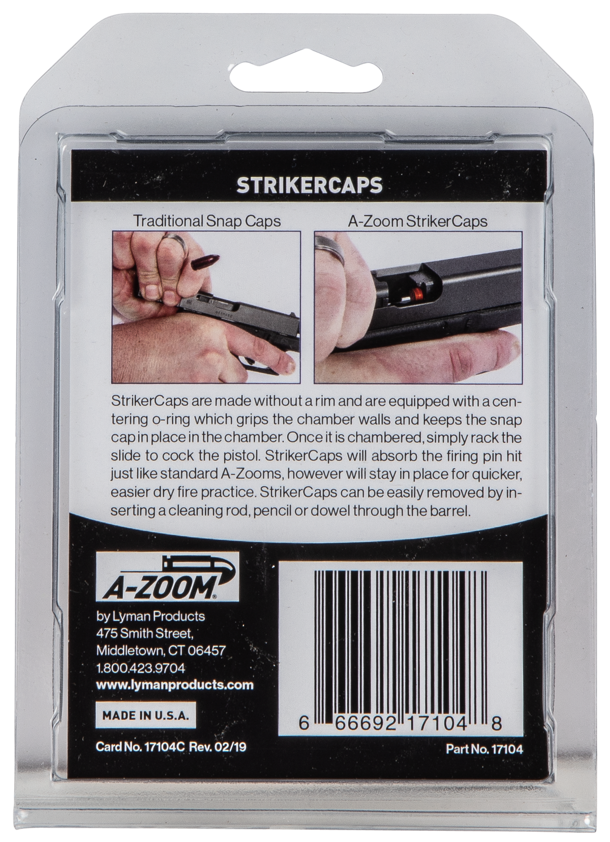 A-Zoom 17104 Pistol Striker Cap 45 ACP 2-Pack Dummy Rounds — view 3