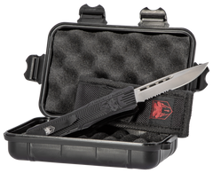 CobraTec Knives CTK-1 Medium 3" OTF Drop Point Part Serrated D2 Steel Black Aluminum Handle — view 3