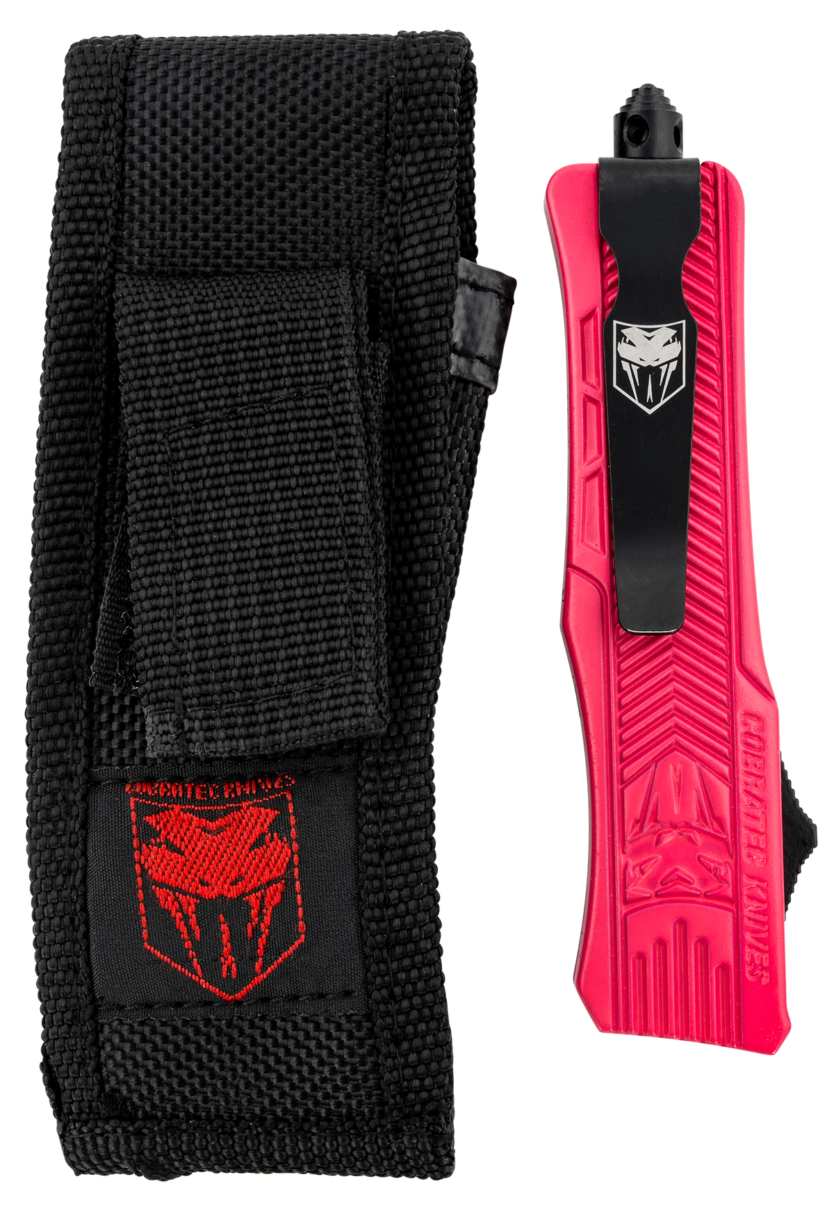 CobraTec Knives CTK-1 Small 2.75" OTF Dagger Plain D2 Steel Pink Aluminum Handle — view 3