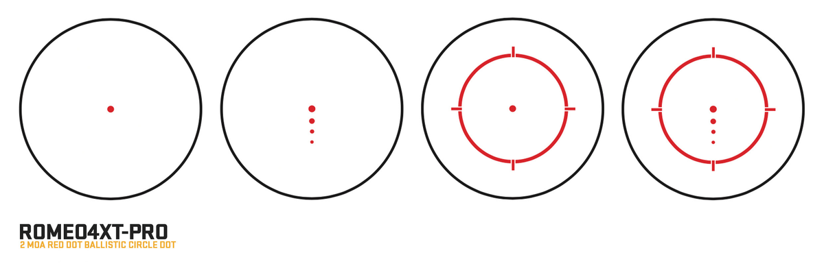 Sig Sauer Electro-Optics Romeo4XT-Pro 1x20mm Red Dot Sight 2 MOA Red Ballistic Circle Dot Multi-Reticle - Black — view 3