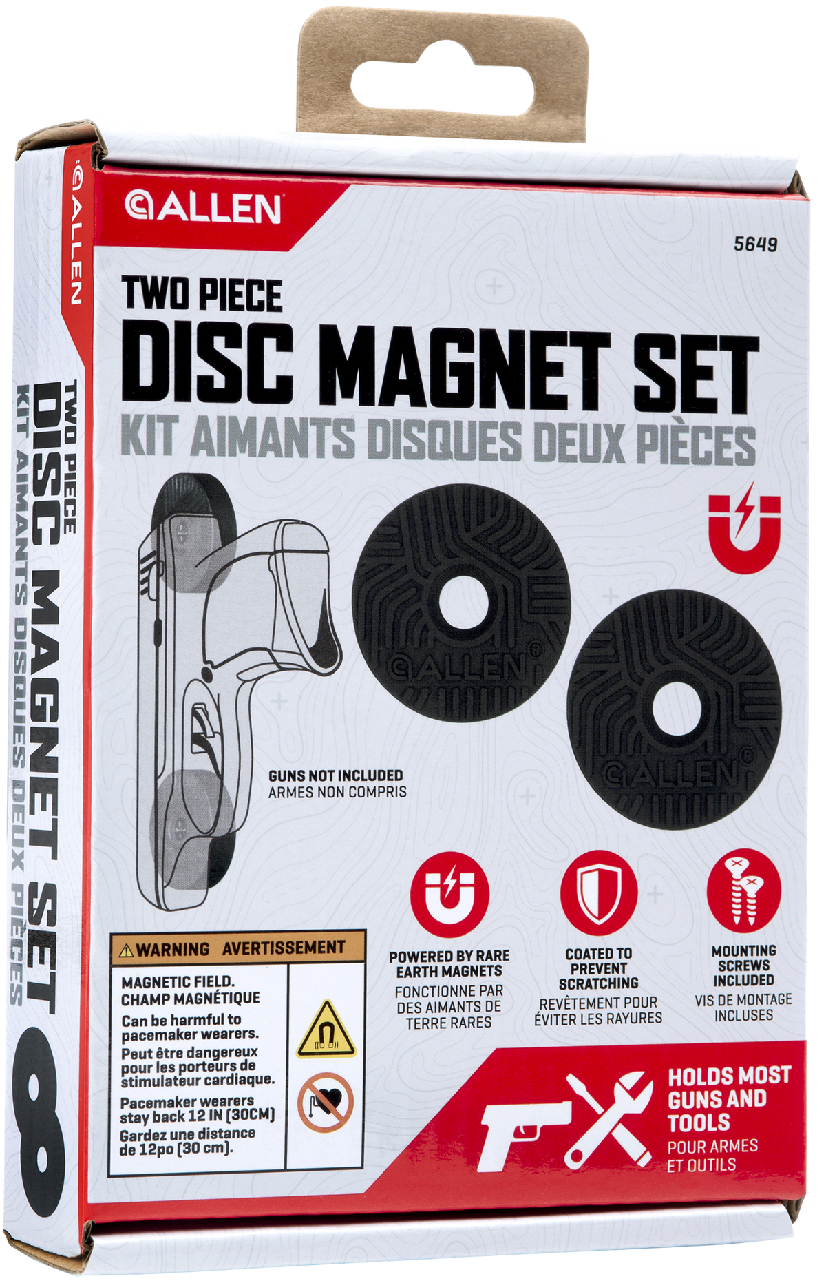 Allen 5649 Disc Gun & Tool Magnet Set Black Metal Screw-On 2 Pack — view 3