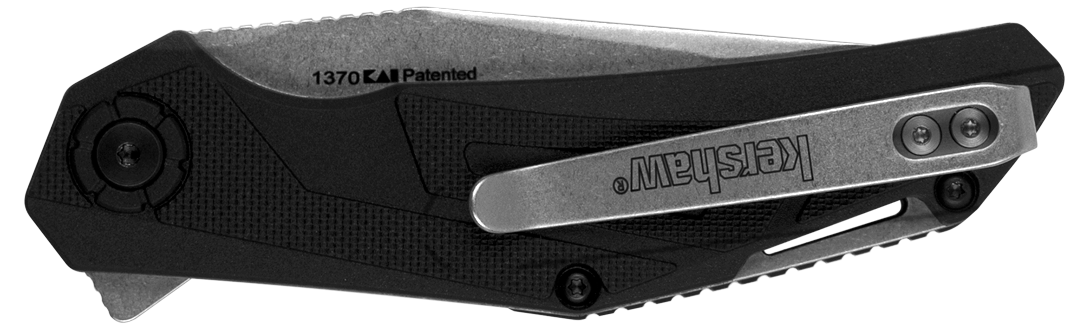 Kershaw Camshaft 1370 3" Folding Clip Point Plain Stonewashed 4Cr14 Black GFN — view 3
