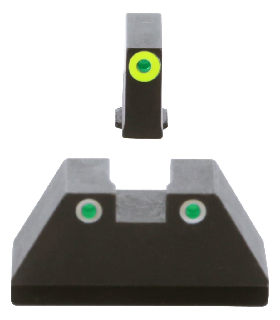 Ameriglo GL333 Optic Compatible XL Tall Sight Set for Glock - Green Tritium LumiGreen Outline Front / Green Tritium White Outline Rear — view 3