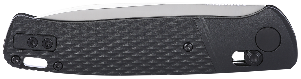 Columbia River Counterpart 3.38" Folding Drop Point Plain Satin 12C27 SS Black GRN Handle — view 3