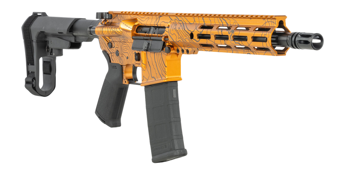 Shark Coast Tactical Topography 5.56 NATO 10.5" 30+1 Semi-Auto AR Pistol - Orange Cerakote — view 3