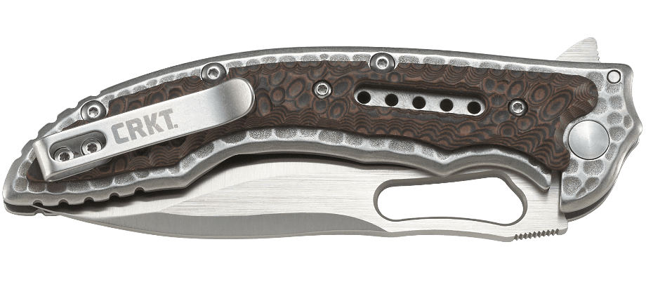 Columbia River CRKT 5470 Fossil 3.96" Folding Drop Point Plain Satin 8Cr13MoV Brown G10/SS — view 3