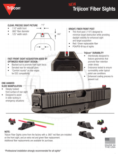 Trijicon 601050 Fiber Sights Red Fiber Optic Front / Black Blank Rear - Sig Sauer P225 / P226 / P228 9mm Luger / .357 SIG — view 3