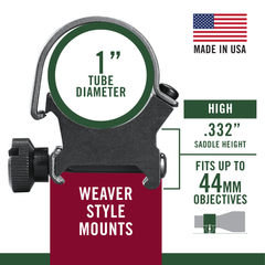 Weaver Mounts 49042 Detachable Top Mount Rings 1" High Matte Black Aluminum - Quick Detach — view 3