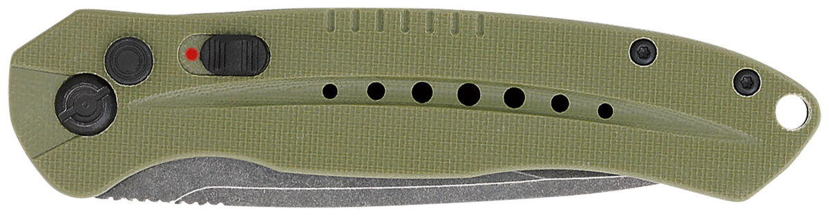 CobraTec Knives Diablo 3.5" Folding Automatic D2 Steel Black Stonewashed Blade OD Green G10 — view 3