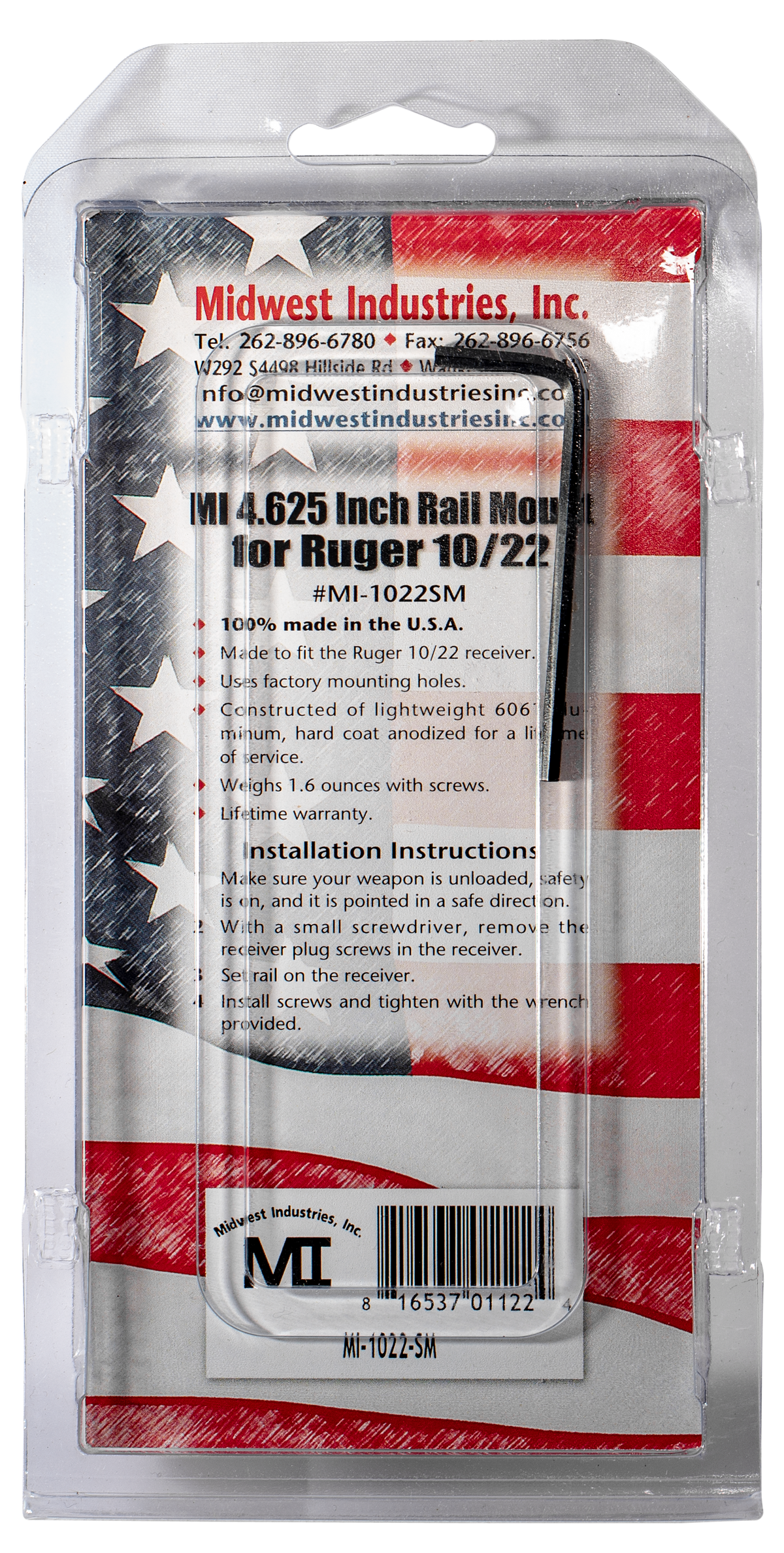 Midwest Industries MI-1022SM Ruger 10/22 Scope Mount 4.65" Picatinny Rail - Matte Black — view 3