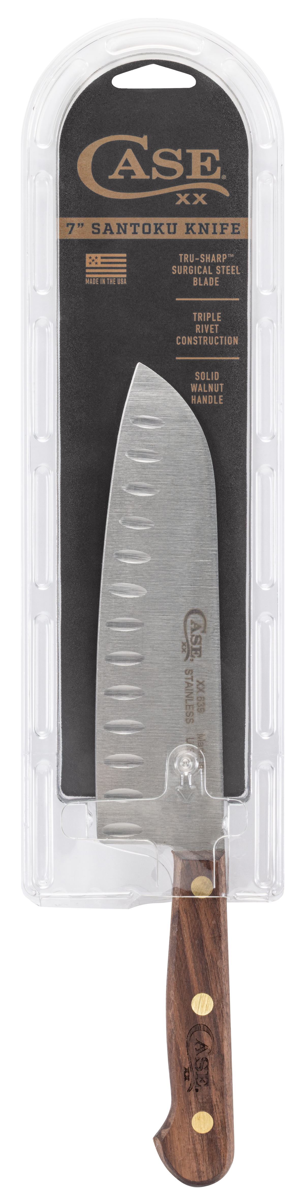 Case Santoku 7" Fixed Plain Tru-Sharp SS Walnut Handle — view 3