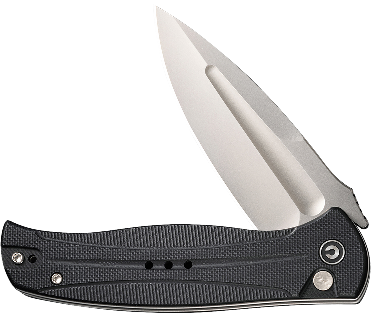 Civivi Knives Incindie 3.48" 14C28N Spear Point Plain Folding Knife - Stonewashed Blade, Black Textured G10 Handle — view 3