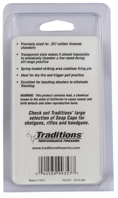 Traditions ASC357 Snap Caps 357 Mag Plastic w/Brass Base 6-Pack — view 3