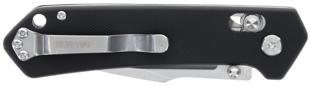 Schrade Divergent 3.06" Folding Modified Drop Point Plain Satin AUS-8A SS Blade Black G10 Handle — view 3