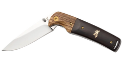 Browning Buckmark Hunter 3" Folding Drop Point Plain Mirror 8Cr14MoV SS Black/Natural Hardwood Handle — view 3