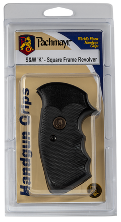 Pachmayr Gripper Professional Grip Checkered Black Rubber w/Finger Grooves S&W K/L Frame Square Butt — view 3