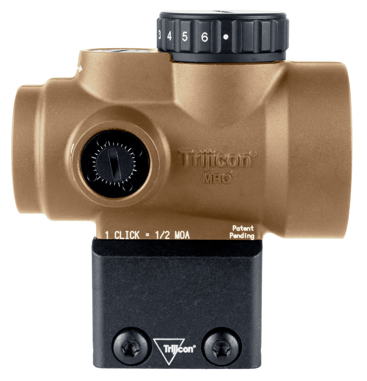 Trijicon MRO SD 1x25mm 2 MOA Green Dot Reflex Sight - Coyote Tan - Lower 1/3 Co-Witness Mount — view 3