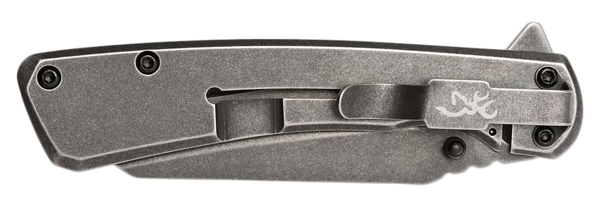 Browning Branded Rock EDC 3" Folding Wharncliffe Plain Black Stonewashed FDE G10 — view 3