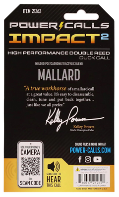 Power Calls Impact2 Open Call Double Reed Mallard Duck Call - OD Green Polycarbonate/Acrylic — view 3