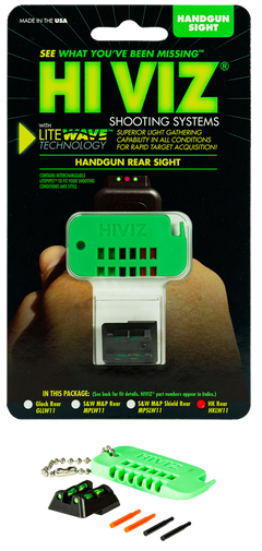HiViz HKLW11 LiteWave H&K HK45/P30/VP9/VP40 Rear Sight Green/Red Fiber Optic - Black Steel Frame — view 3