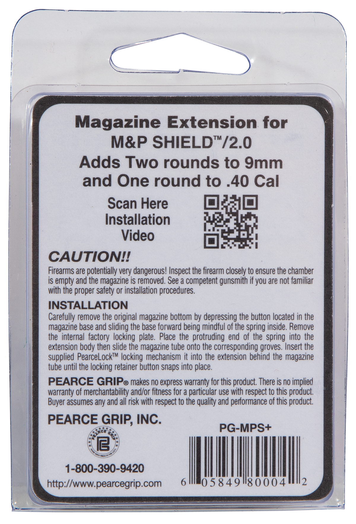 Pearce Grip PGMPS+ Magazine Extension S&W M&P Shield / M2.0 9mm Luger / 40 S&W Polymer Black — view 3
