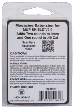 Pearce Grip PGMPS+ Magazine Extension S&W M&P Shield / M2.0 9mm Luger / 40 S&W Polymer Black — view 3
