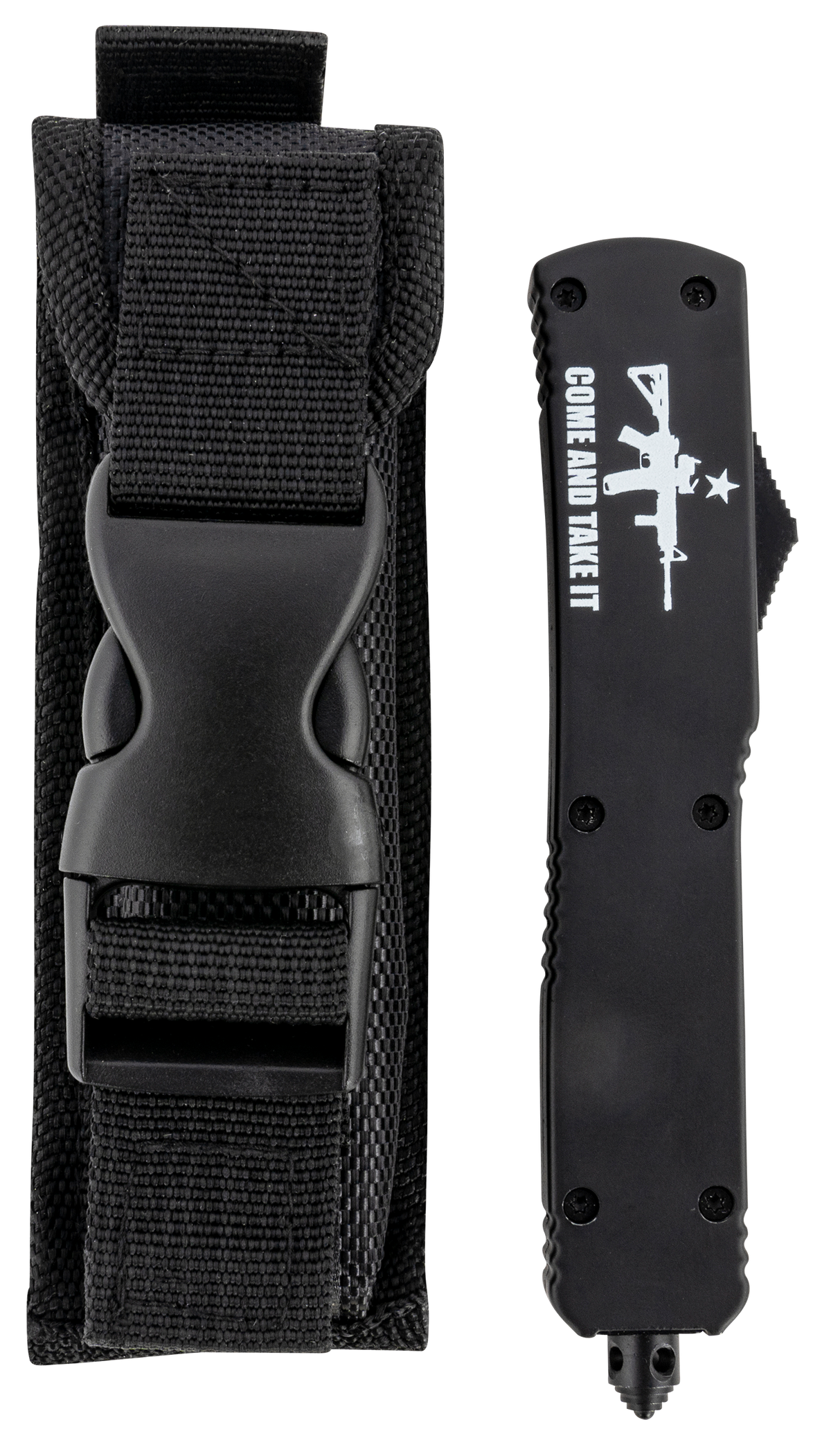 Templar Knife MAR15231 Gen II Come And Take It Slim 3.43" OTF Tanto Plain 440C Black Oxide Stonewashed 5.05" Black AR-15 Aluminum Handle Glass Breaker — view 3