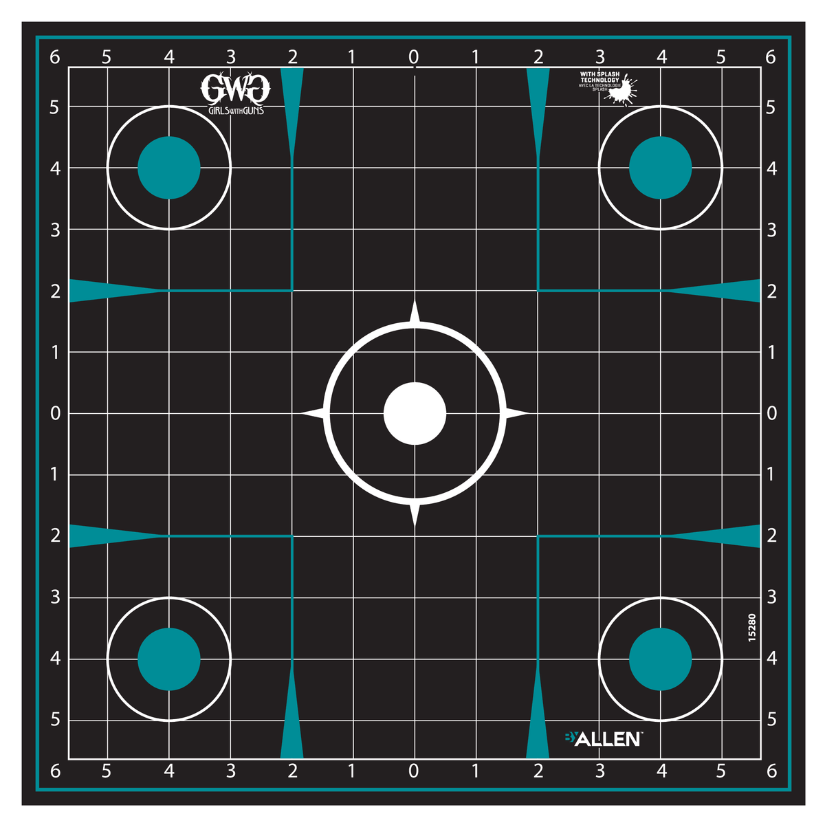 Allen Girls With Guns Splash 12"x12" Self-Adhesive Sight-In Grid Paper Target - 5 Pack — view 3