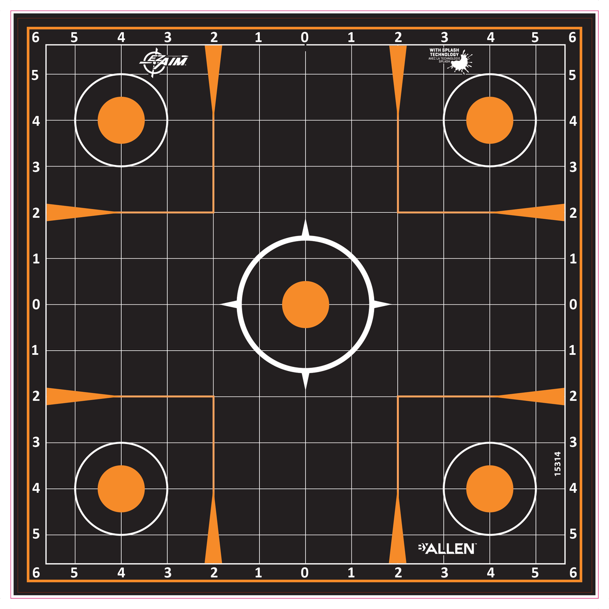 EZ-Aim 15314 Splash Reactive Sight-In Grid Self-Adhesive Paper Target 12" 5-Pack - Black/Orange — view 3