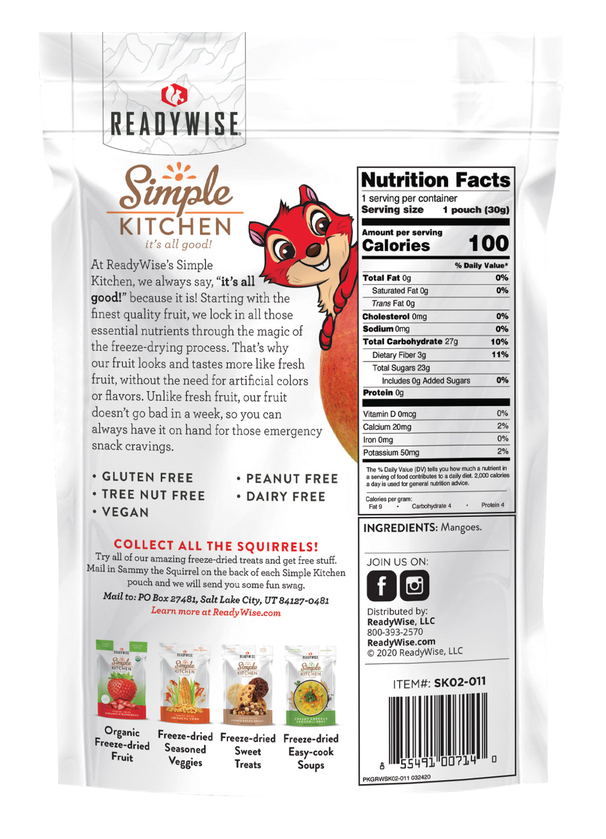 ReadyWise Simple Kitchen Freeze Dried Mango 1 Serving Pouch - 6 Pk Case — view 3
