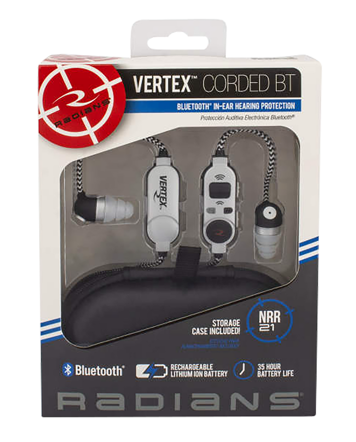 Radians VX-BTAC10 Vertex Electronic Earbuds 25 dB NRR Bluetooth In-Ear Black/Gray — view 3