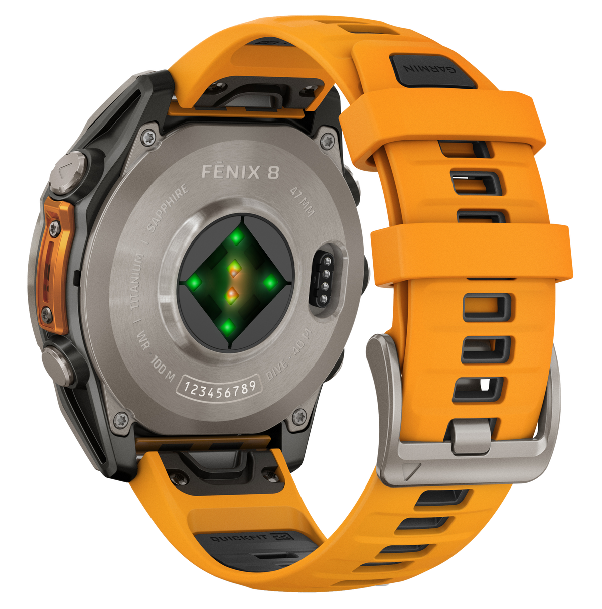 Garmin Fenix 8 47mm AMOLED Sapphire GPS Multisport Smartwatch - Titanium/Orange — view 3