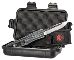 CobraTec Knives CTK-1 Medium 3" OTF Drop Point Part Serrated D2 Steel Carbon Fiber Aluminum Handle — view 3