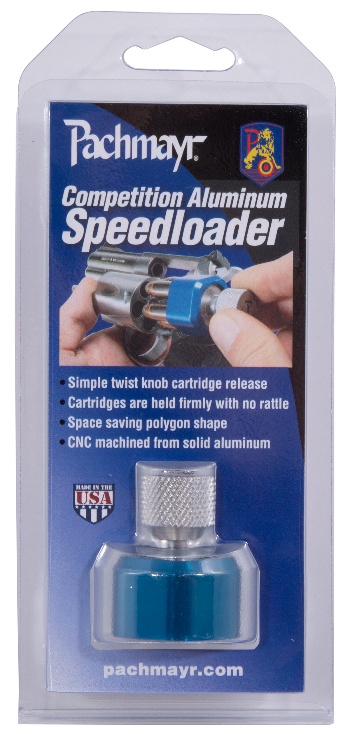 Pachmayr 02650 Competition Speedloader Aluminum Blue for S&W J Frame 5-Rd — view 3