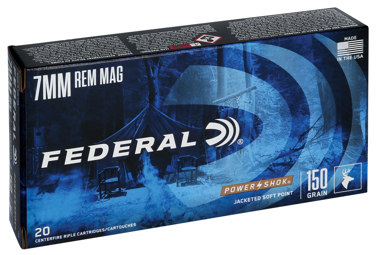Federal 7RA Power-Shok  7mmRemMag 150gr Jacketed Soft Point 20 Per Box/10 Case — view 3