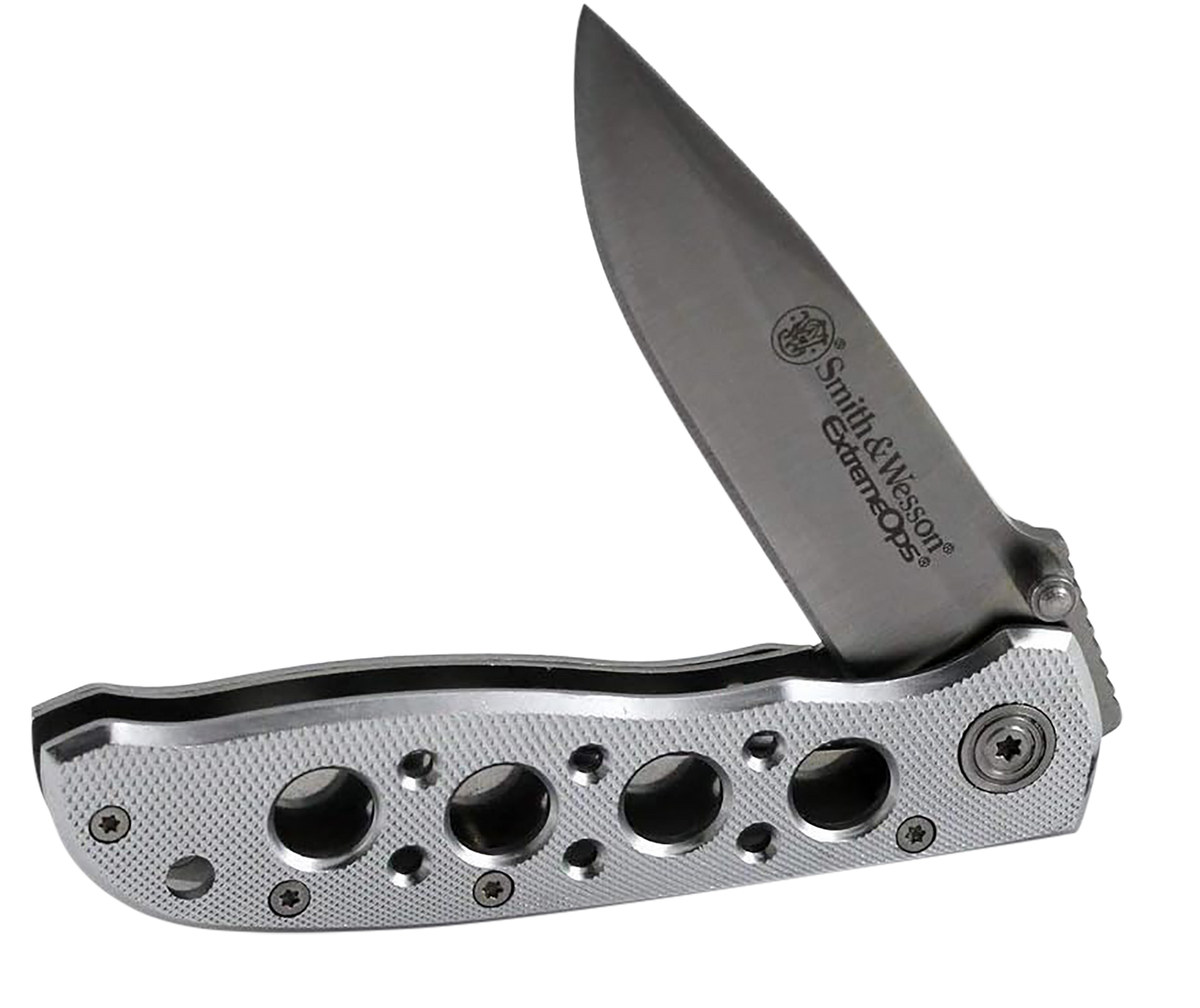 Smith & Wesson Knives Extreme Ops 3.22" Folding Drop Point Plain 7Cr15MoV SS Blade Aluminum Handle — view 3