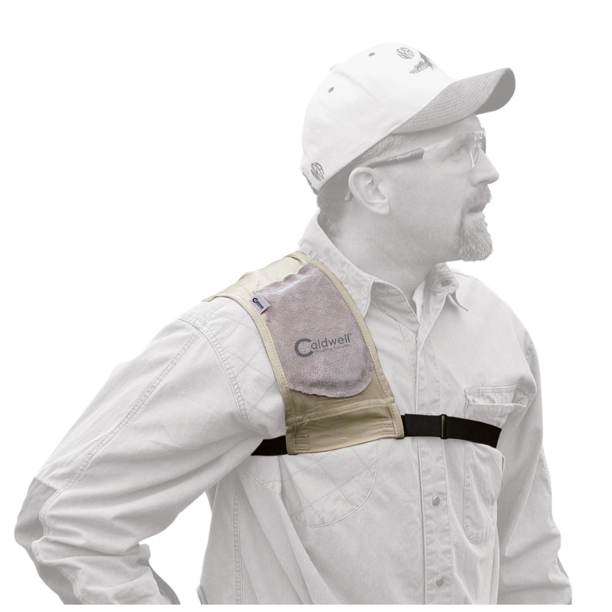 Caldwell Magnum Recoil Shield Tan Cloth w/Leather Pad 1/2" Pad — view 3